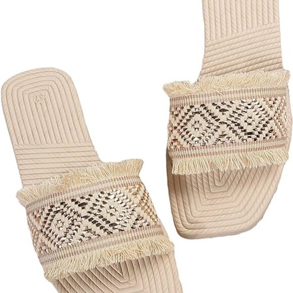 Women's fringe trim flat sandals - Picture 3 of 6